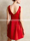 A-line V-neck Satin Short/Mini Homecoming Dresses #Favs020109247