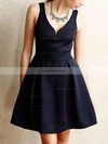 A-line V-neck Satin Short/Mini Homecoming Dresses #Favs020109247