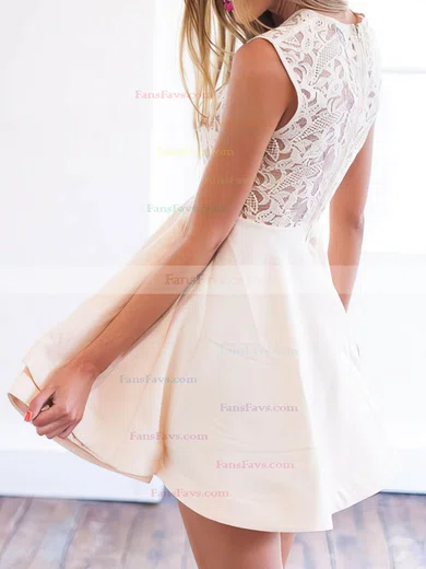 A-line Scoop Neck Lace Stretch Crepe Short/Mini Homecoming Dresses #Favs020109051