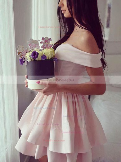 A-line Off-the-shoulder Silk-like Satin Short/Mini Homecoming Dresses #Favs020109249