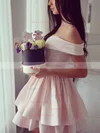 A-line Off-the-shoulder Silk-like Satin Short/Mini Homecoming Dresses #Favs020109249