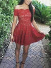 A-line Off-the-shoulder Lace Short/Mini Homecoming Dresses #Favs020109058