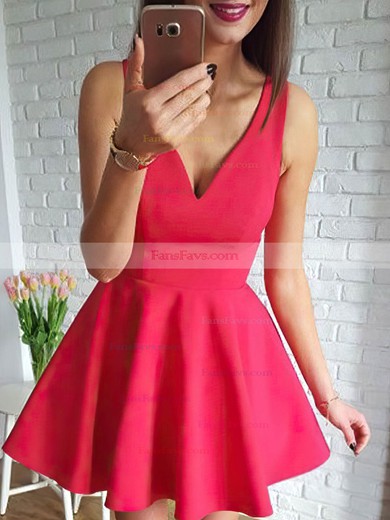 A-line V-neck Stretch Crepe Short/Mini Homecoming Dresses #Favs020109255