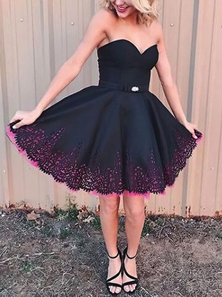 A-line Sweetheart Satin Knee-length Homecoming Dresses With Sashes / Ribbons #Favs020109259 A-line Sweetheart Satin Knee-length Homecoming Dresses With Sashes / Ribbons #Favs020109259