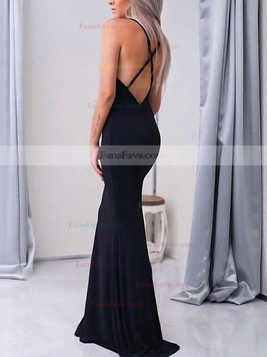 Trumpet/Mermaid V-neck Silk-like Satin Floor-length Prom Dresses #Favs020104950