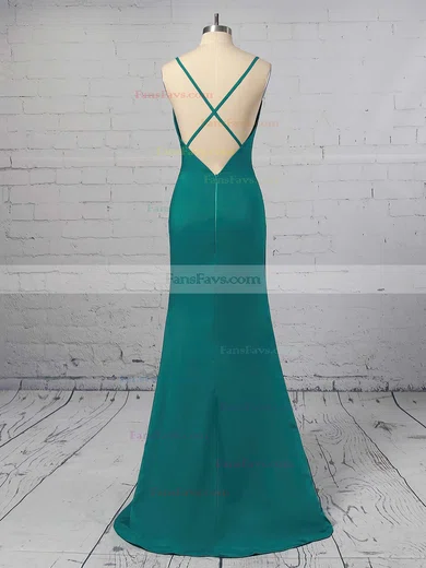 Trumpet/Mermaid V-neck Silk-like Satin Floor-length Prom Dresses #Favs020104950