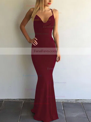 Trumpet/Mermaid V-neck Silk-like Satin Floor-length Prom Dresses #Favs020104950
