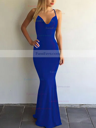 Trumpet/Mermaid V-neck Silk-like Satin Floor-length Prom Dresses #Favs020104950