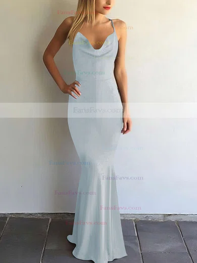 Trumpet/Mermaid V-neck Silk-like Satin Floor-length Prom Dresses #Favs020104950