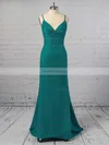 Trumpet/Mermaid V-neck Silk-like Satin Floor-length Prom Dresses #Favs020104950