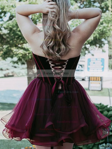 A-line Sweetheart Tulle Velvet Short/Mini Homecoming Dresses #Favs020109262