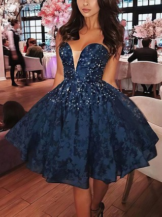 A-line Sweetheart Lace Short/Mini Homecoming Dresses With Beading #Favs020109070 A-line Sweetheart Lace Short/Mini Homecoming Dresses With Beading #Favs020109070
