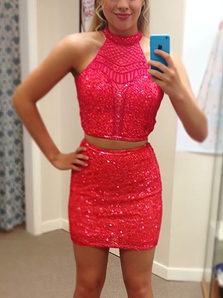 Sheath/Column High Neck Sequined Short/Mini Homecoming Dresses #Favs020109073 Sheath/Column High Neck Sequined Short/Mini Homecoming Dresses #Favs020109073