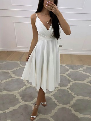 A-line V-neck Chiffon Tea-length Homecoming Dresses #Favs020109273 A-line V-neck Chiffon Tea-length Homecoming Dresses #Favs020109273