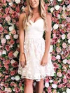 A-line Sweetheart Lace Stretch Crepe Short/Mini Homecoming Dresses With Lace Appliques Lace #Favs020109076
