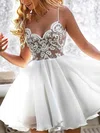 A-line V-neck Chiffon Short/Mini Homecoming Dresses With Lace Appliques Lace #Favs020109083