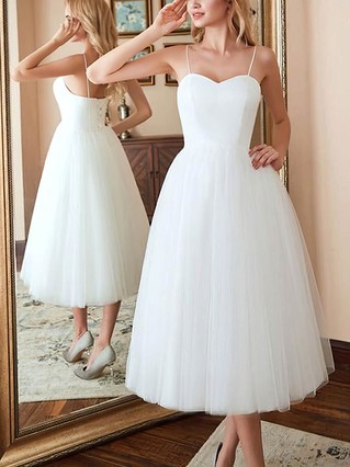 A-line V-neck Tulle Tea-length Homecoming Dresses #Favs020109283 A-line V-neck Tulle Tea-length Homecoming Dresses #Favs020109283