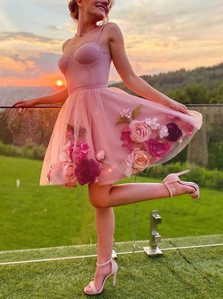 A-line Sweetheart Tulle Short/Mini Homecoming Dresses With Lace Appliques Lace #Favs020109095 A-line Sweetheart Tulle Short/Mini Homecoming Dresses With Lace Appliques Lace #Favs020109095