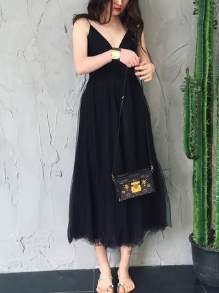 A-line V-neck Tulle Tea-length Homecoming Dresses #Favs020109294 A-line V-neck Tulle Tea-length Homecoming Dresses #Favs020109294