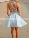 A-line High Neck Satin Short/Mini Homecoming Dresses With Pockets #Favs020109104