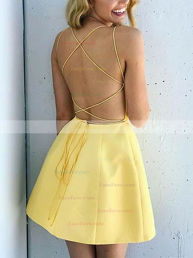 A-line Scoop Neck Satin Short/Mini Homecoming Dresses #Favs020109303