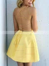 A-line Scoop Neck Satin Short/Mini Homecoming Dresses #Favs020109303