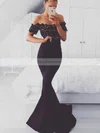Trumpet/Mermaid Off-the-shoulder Silk-like Satin Sweep Train Appliques Lace Prom Dresses #Favs020105022