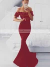 Trumpet/Mermaid Off-the-shoulder Silk-like Satin Sweep Train Appliques Lace Prom Dresses #Favs020105022