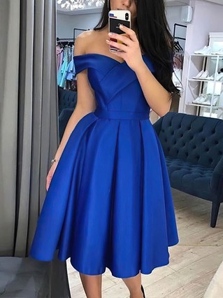 A-line Off-the-shoulder Satin Knee-length Homecoming Dresses #Favs020109311 A-line Off-the-shoulder Satin Knee-length Homecoming Dresses #Favs020109311