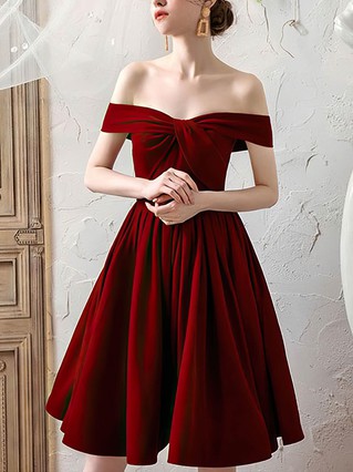 A-line Off-the-shoulder Stretch Crepe Knee-length Homecoming Dresses #Favs020109312
