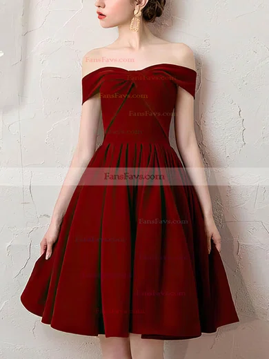 A-line Off-the-shoulder Stretch Crepe Knee-length Homecoming Dresses #Favs020109312