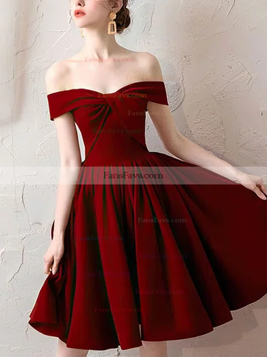 A-line Off-the-shoulder Stretch Crepe Knee-length Homecoming Dresses #Favs020109312