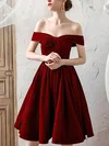 A-line Off-the-shoulder Stretch Crepe Knee-length Homecoming Dresses #Favs020109312