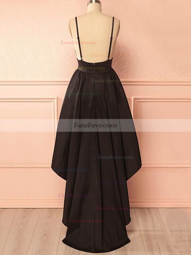 A-line V-neck Silk-like Satin Asymmetrical Homecoming Dresses #Favs020109320