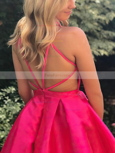 A-line V-neck Satin Short/Mini Homecoming Dresses #Favs020109331