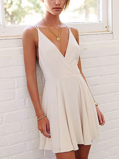 A-line V-neck Chiffon Short/Mini Homecoming Dresses #Favs020109332