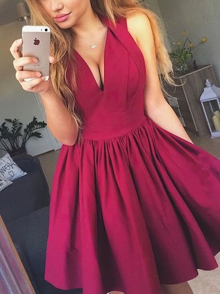 A-line V-neck Stretch Crepe Short/Mini Homecoming Dresses #Favs020109337 A-line V-neck Stretch Crepe Short/Mini Homecoming Dresses #Favs020109337