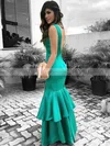 Trumpet/Mermaid V-neck Satin Floor-length Tiered Prom Dresses #Favs020105153