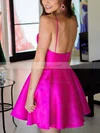 A-line V-neck Satin Short/Mini Homecoming Dresses #Favs020109362