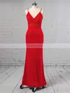 Sheath/Column V-neck Jersey Floor-length Appliques Lace Prom Dresses #Favs020103574