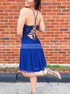 A-line V-neck Chiffon Short/Mini Homecoming Dresses With Appliques Lace Sequins #Favs020109371