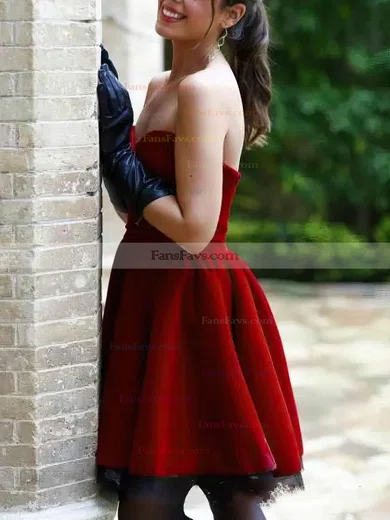 A-line Sweetheart Satin Tulle Short/Mini Homecoming Dresses #Favs020109373