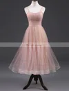 A-line Square Neckline Tulle Tea-length Prom Dresses #Favs020108349