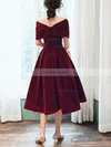 A-line Off-the-shoulder Velvet Tea-length Prom Dresses #Favs020108386