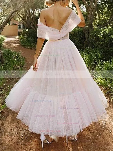 A-line Off-the-shoulder Tulle Ankle-length Prom Dresses #Favs020108475