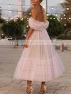 A-line Off-the-shoulder Tulle Ankle-length Prom Dresses #Favs020108475