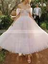 A-line Off-the-shoulder Tulle Ankle-length Prom Dresses #Favs020108475