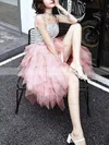 A-line Square Neckline Tulle Sequined Knee-length Tiered Short Prom Dresses #Favs020108778