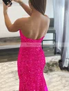 Trumpet/Mermaid Strapless Sequined Floor-length Split Front Prom Dresses #Favs020108012