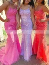 Trumpet/Mermaid Scoop Neck Lace Tulle Sweep Train Pearl Detailing Prom Dresses #Favs020108004